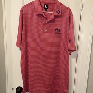 FootJoy Men's Pink Striped Polo Shirt